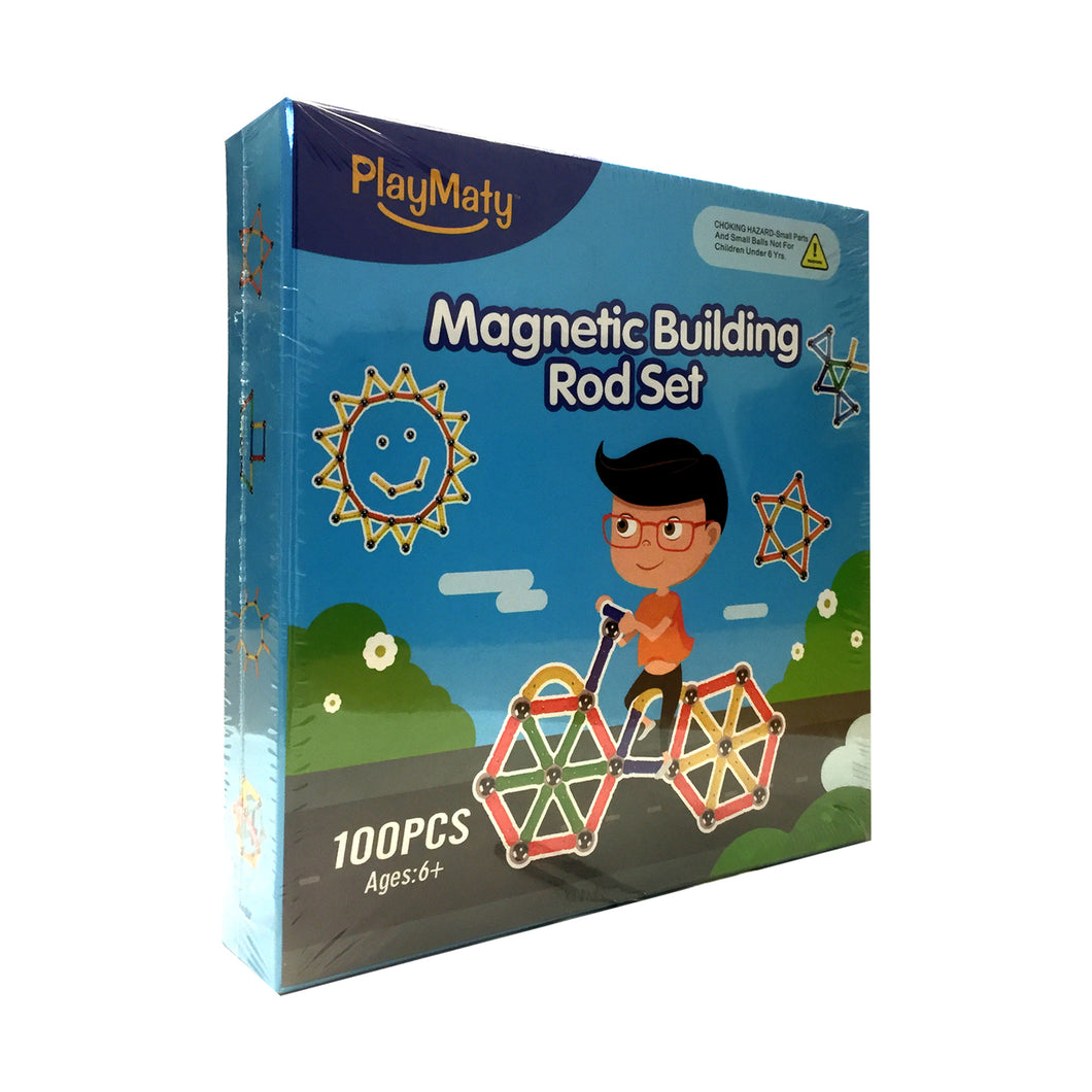 PlayMaty 100 Piece Magnetic Building Rod Set (T100)