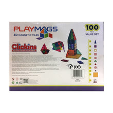 Load image into Gallery viewer, PLAYMAGS - MAGNETIC TILE CLEAR COLOUR 100 PIECES WITH SUPER MAGS (TP100)